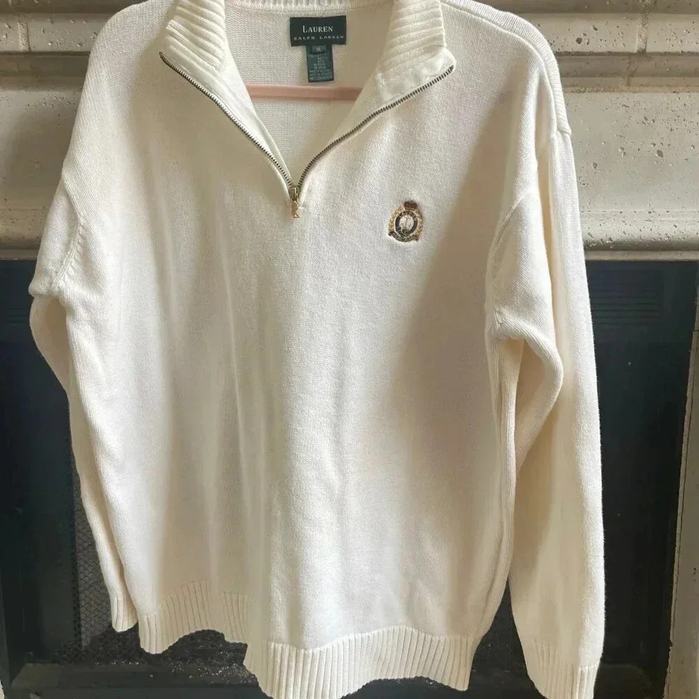 Ralph Lauren Vintage Half-Zip Sweater with Crest